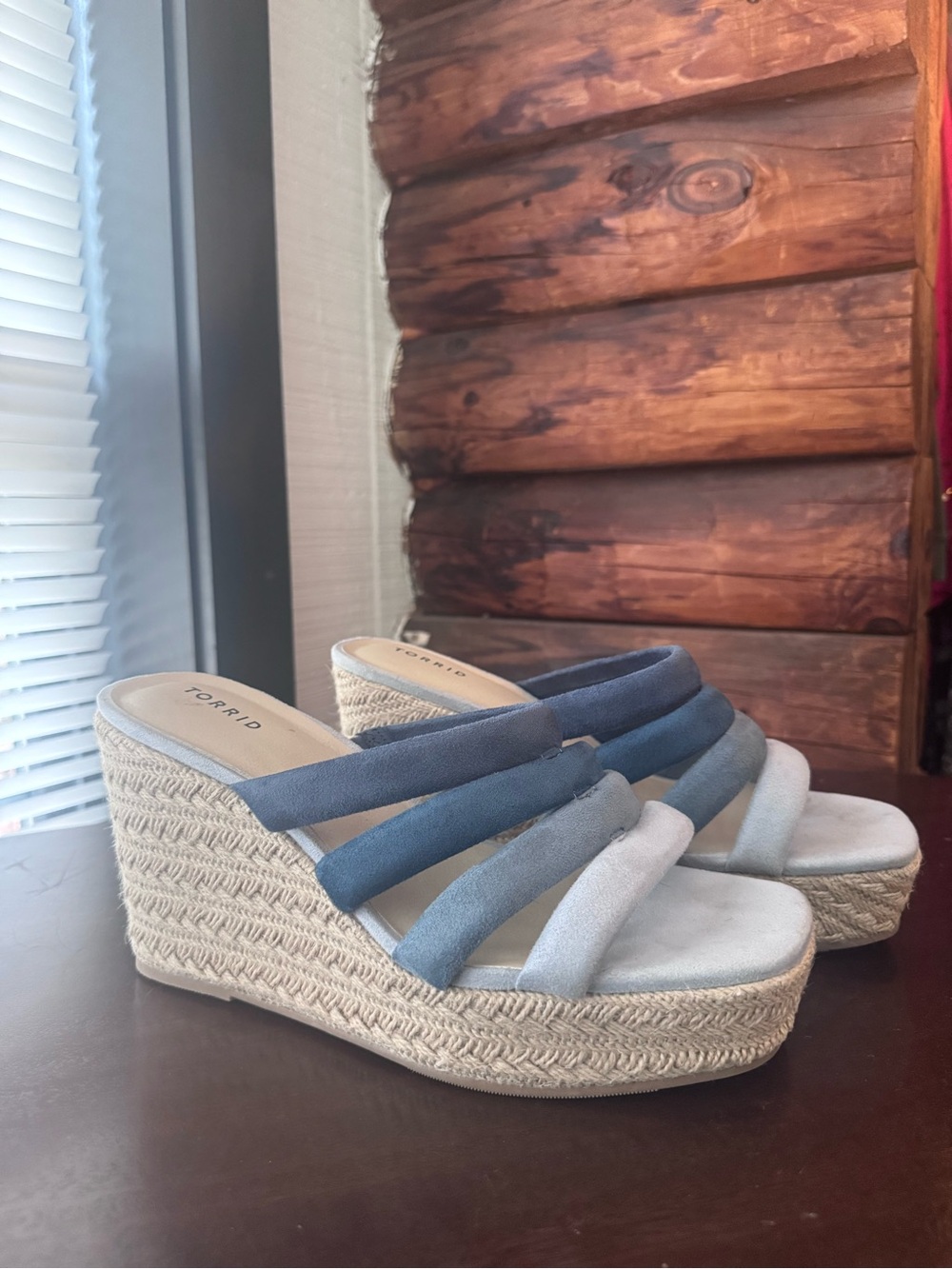 torrid size 13ww Blue Gradient Espadrille Wedge Mules